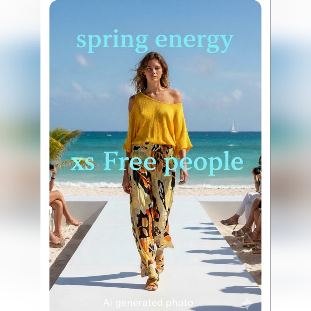 Free People Vibrant Pants in Orange, Black, and Yellow